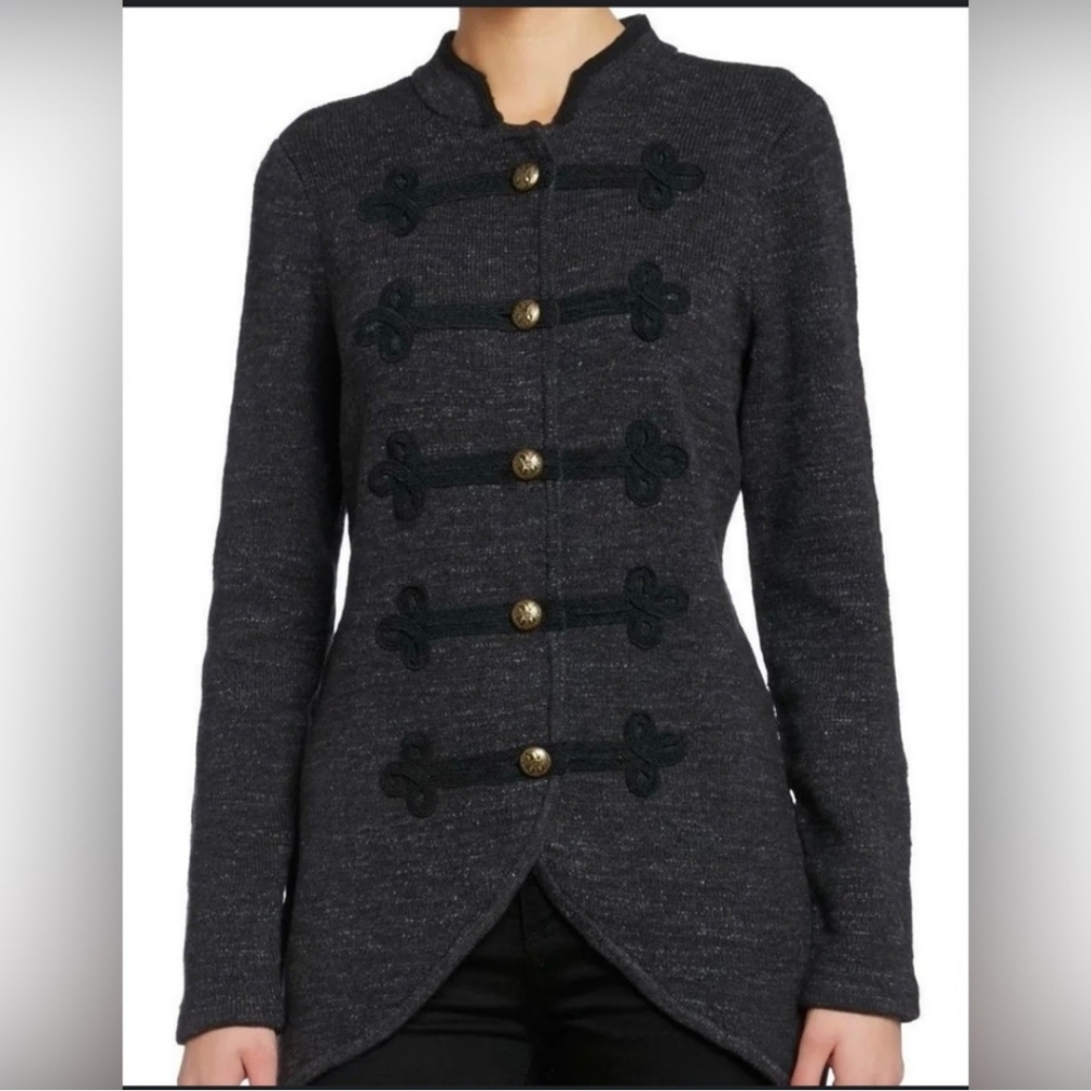 Ralph Lauren Jeans Company Cadet Military Style Sweater Jacket Grey/Black Size S